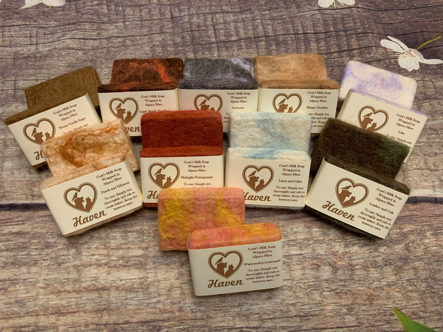 Alpaca felted goatsmilk soap bars